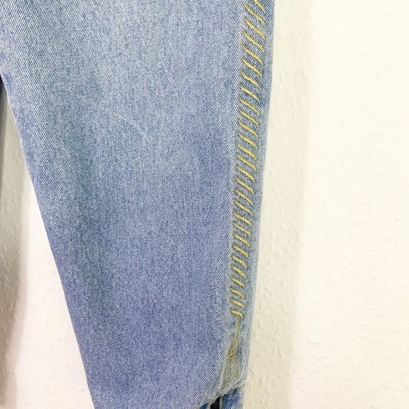 Vintage Explorer Light Blue Denim High Waist Jeans Gold Embroidered Size 14 - Picture 4 of 8